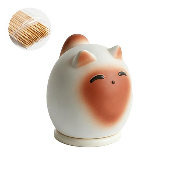 

Cartoon Cat Toothpick Box with Toothpicks Dust-proof Toothpick Holder Dispenser Toothpick Organizer Container Kitchen Countertop Decoration Cat