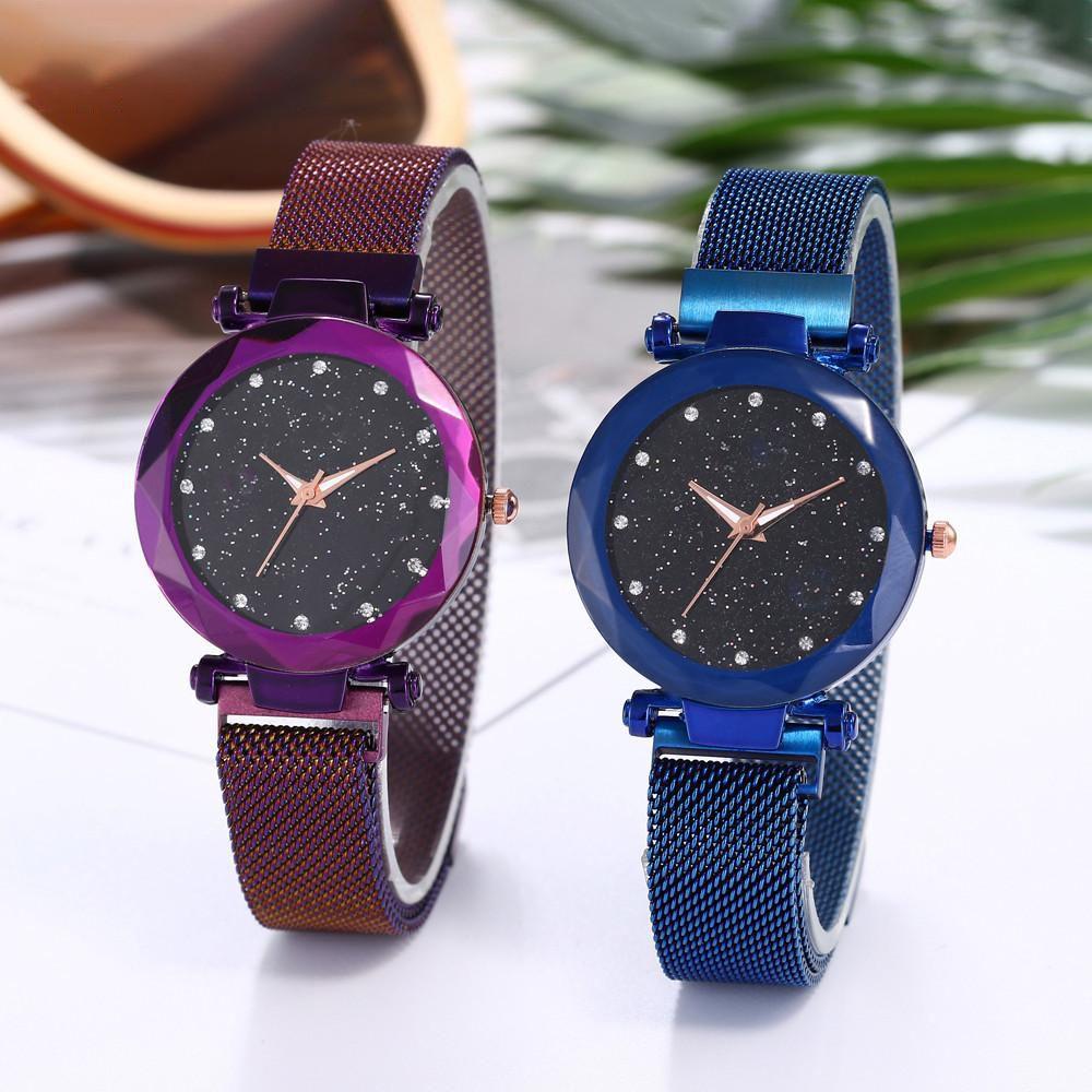 Montre-ceinture de mode pour femme Qualité Supérieure Ciel Étoilé Bracelet Magnétique Acier Inoxydable