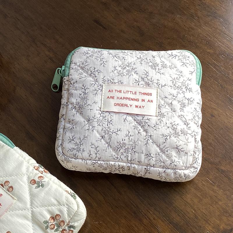Dámské přenosné hygienické ubrousky na tampony úložný sáček Bavlněná cestovní taška na make-up Literární zip Peněženka na mince Ostatní úložný prostor