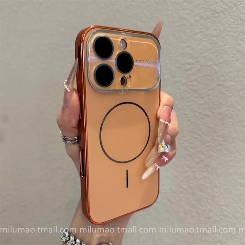 Seconds change iPhone17 Xingyu orange magnetic attraction for 17ProMax Apple 16 glass large window magnetic mobile phone case