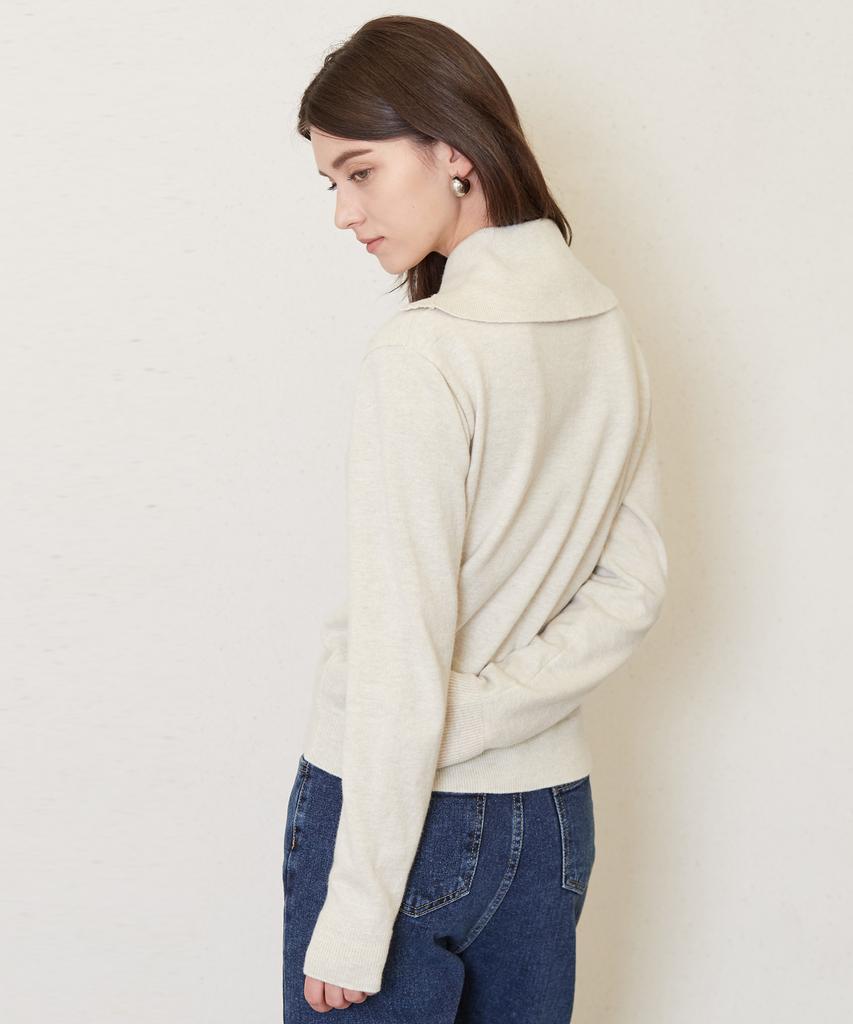 JUN BY JUN K 5-Button Placket Knit Top_Ivory