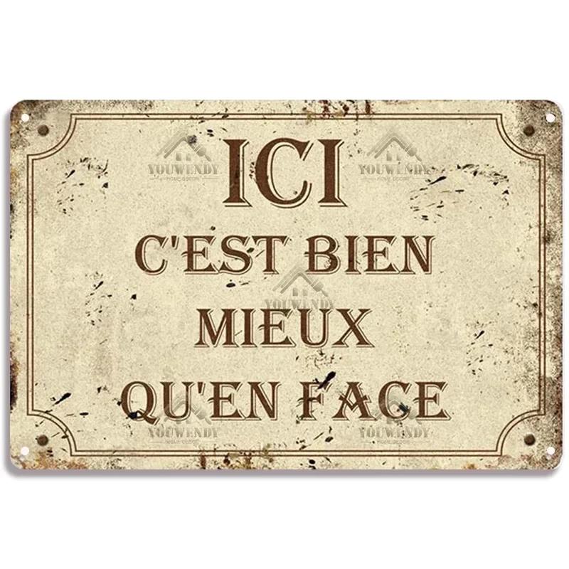 Vintage Funny Metal Tin Sighs Place Des Aperos Plaque For Bar, Pub, Club, Wall Decor, Iron Painting Retro Home Decorative Plate