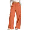 Women's Casual Fashion Solid Color Elastic Waist Drawstring Workwear Wide Leg Pants With Pockets