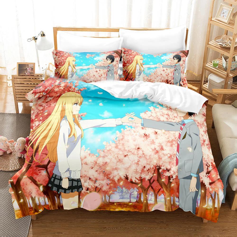 3D  Your Lie In April Bedding Set Kaori Miyazono Duvet Cover Bedroom Comforter Twin King _Size Quilt Cover Home Textiles