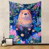 "Adorable Otter in Floral Pond Scene" Patterned tapestry home decor, suitable for bedroom and living room, gift