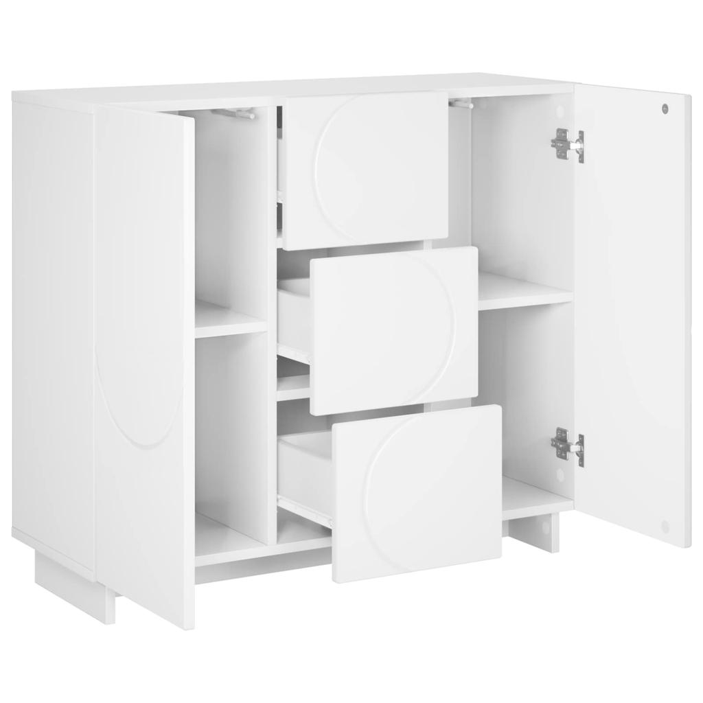 Sideboard High Gloss White 85.5 X 31 X 75 Cm Engineered Wood