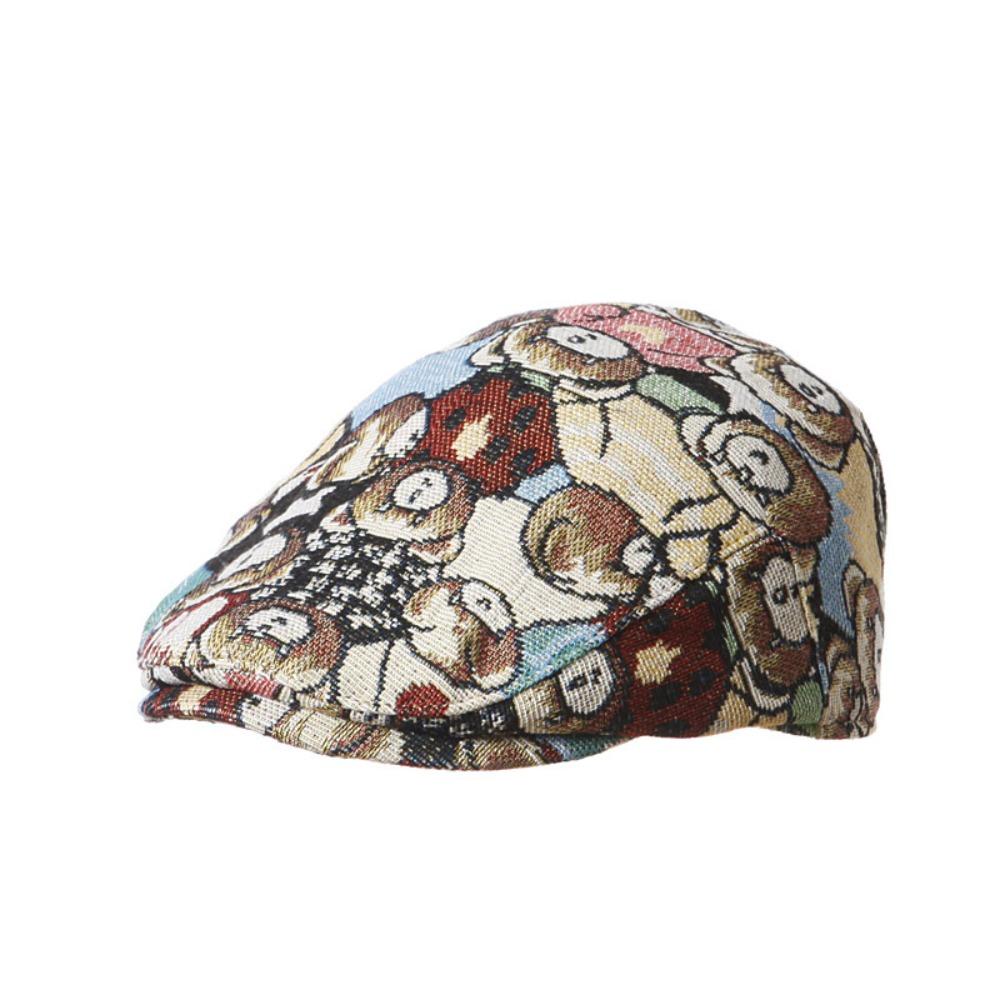 

Sunshade Beret Hat Cartoon Bear Embroideried Newsboy Cap Fashion Peaked Cap for Kids абрикосовый