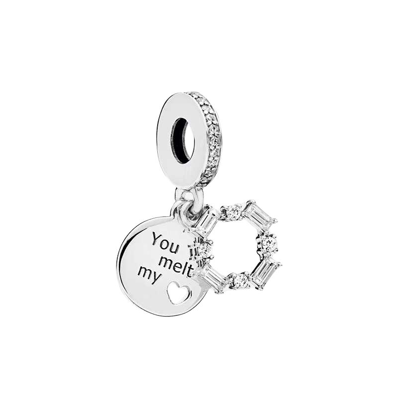 Pandora Ice Crystal Sculpture 925 Silver Heart DIY Pendant Women Jewelry 797553CZ Silver