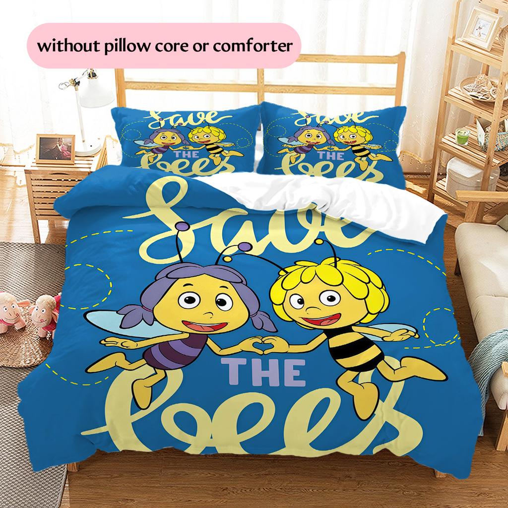 Maya the Bee Pattern Bedding Quilt Set Home Decoration Gift (1 * Duvet Cover + 2 * Pillowcase Without Core)