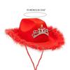 Wedding Party Cowgirl Hat for Bridal Wide Brim Teens RolePlay Cowboy Hat Fashion Music Festival Hat Rhinestone Crown Cap