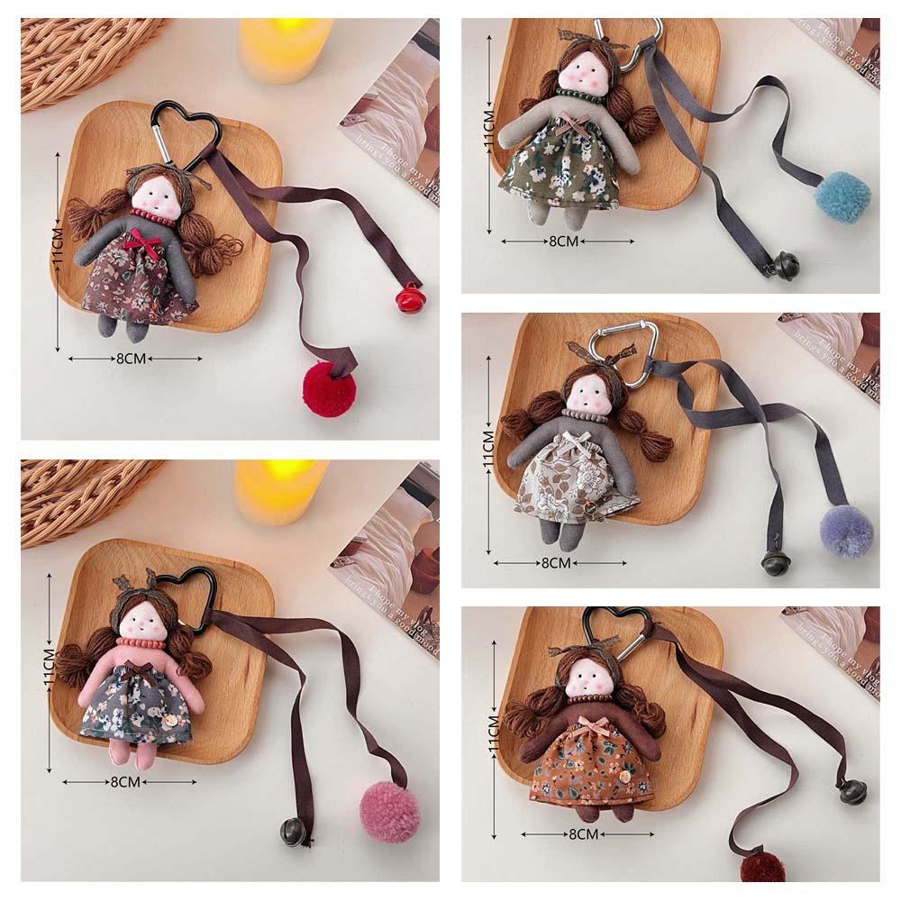 Cloth Floral Dress Dolly Girls Plush Stuffed Doll Cartoon Bag Pendant Backpack Decor