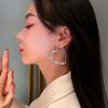 Fashion Sliver Color Shiny Crystal Heart Earrings for Women Exaggerated Personality Big Love Hoop Earrings Wedding Party Jewelry