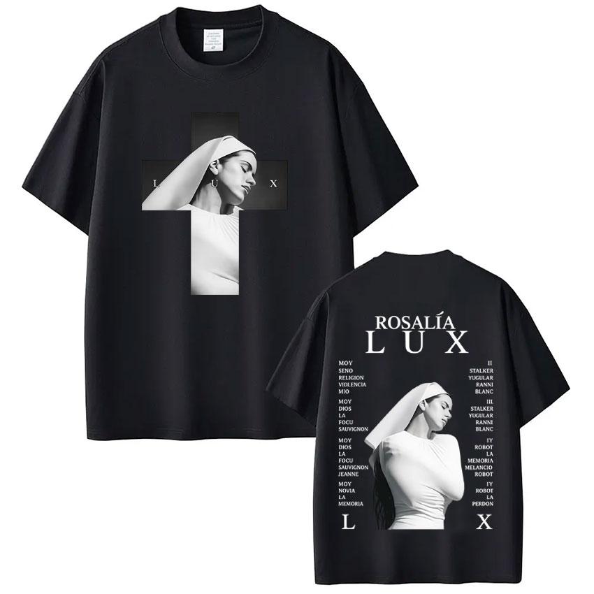 Zpěvačka Rosalia Lux Album 2026 Tour Potisk Tričko Unisex Dámská Módní Tričko Ležérní Bavlna Vintage Volné Estetické Trendy Trička