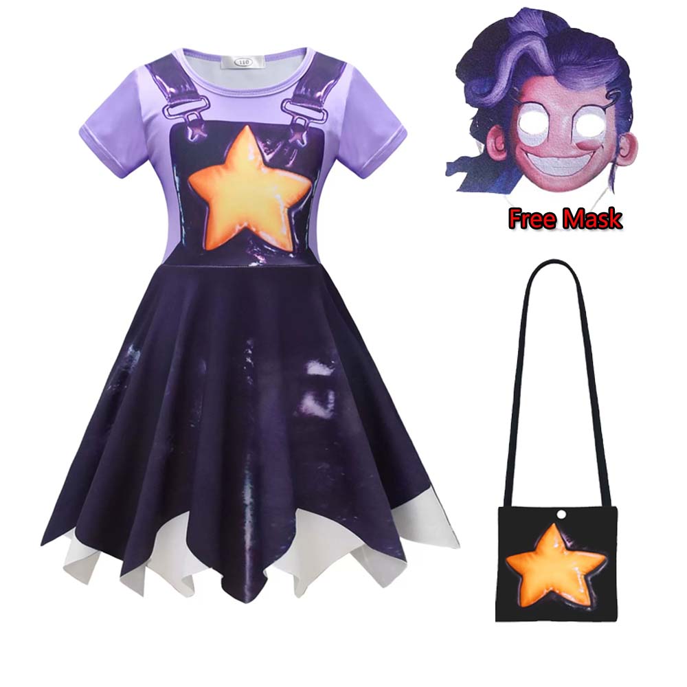 Lily Cosplay Dress Free Mask For Girls Kids Horror Game Halloween Costume Carnival Party Fancy Bow Dress Outfit With Bag