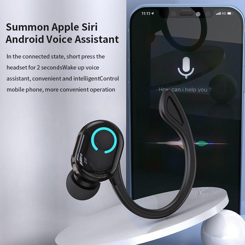 1SET S10 Wireless Business Headphone Ear Hook Bluetooth 5.2 Headset with Mic HIFI Stereo Voice Control Earphones Waterproof Noise Reduction