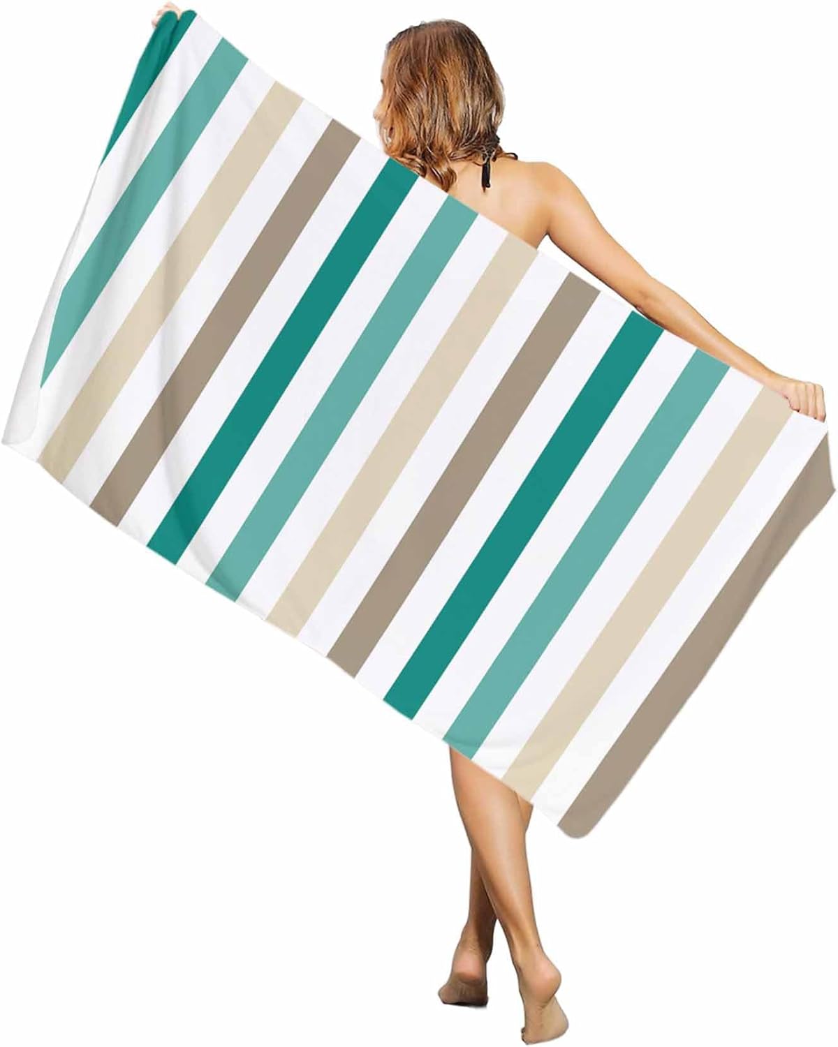 

Beach Towel Blue Purple Stripes Bath Pool Towels Lines Striped Absorbent Beach Towel Soft Large Quick Dry Lightweight Camping W30*H60(CM)