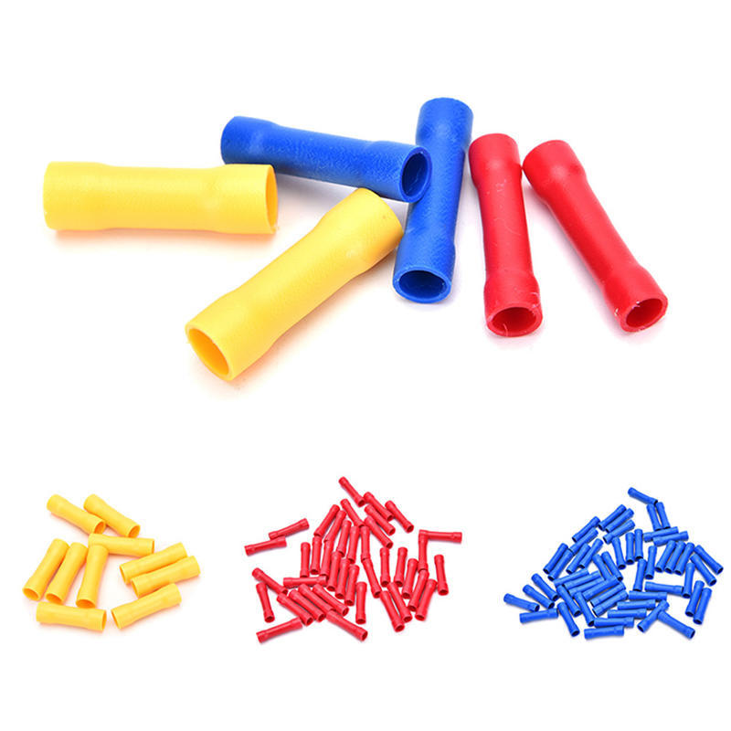 100Pcs Insulated Terminal Butt Connector Electrical Automotive Cable Wire Crimp