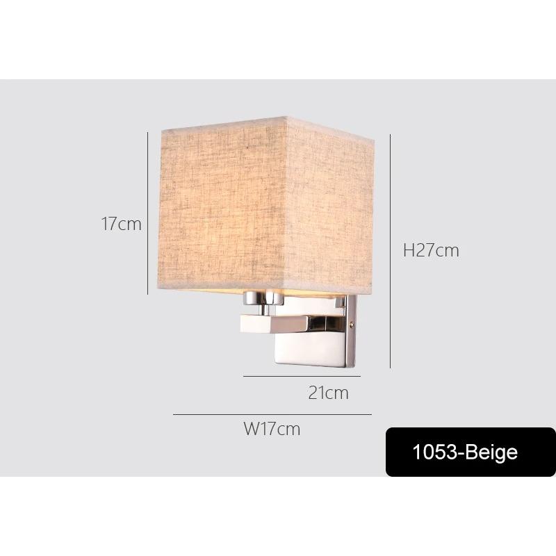 Bedroom Wall Lamp with Fabric Lampshade Modern Reading Light Metal 6W LED Wall Light for Living Room Bedside Home Decor
