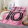 1PC Messi Fan Artwork Custom Name Patterned Flannel Blanket Suitable For All Seasons For Home Decor Warmth And Comfort Gifts Holiday Present