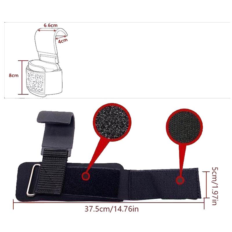 Adjustable Strong Steel Hook Grips Straps Weight Lifting Strength Training Gym Fitness Black Wrist Support Lift Straps