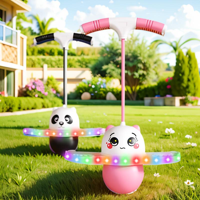 Fun LED Light-Up Pogo Ball | Balance & Coordination Toy for Youngsters & Adults Up To 200lb, Pink/Black Plastic Bounce Board with Colorful Lights