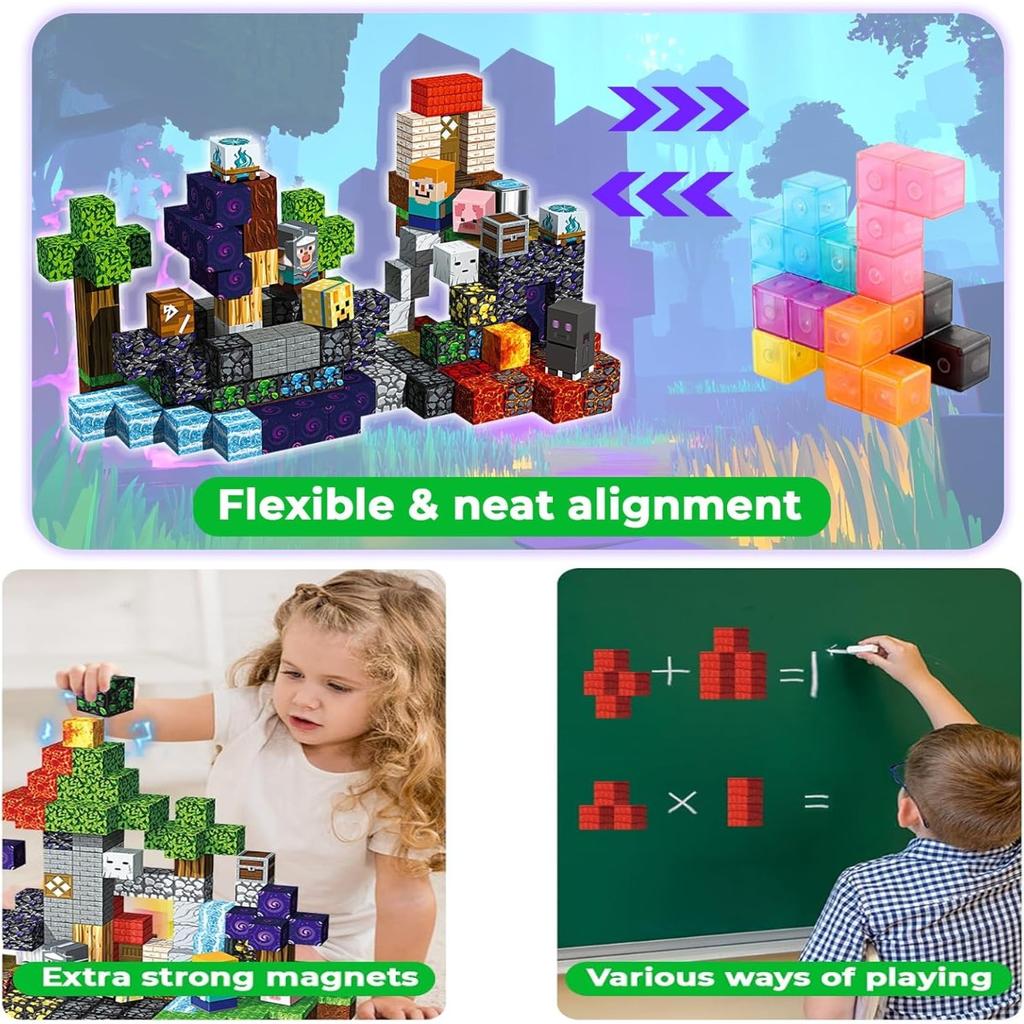 Magnetic Building Blocks Mine World Magnet The End Ender Sword Forest Cabin Cubes Set Stem Sensory Brick Cube Toys Children Gift