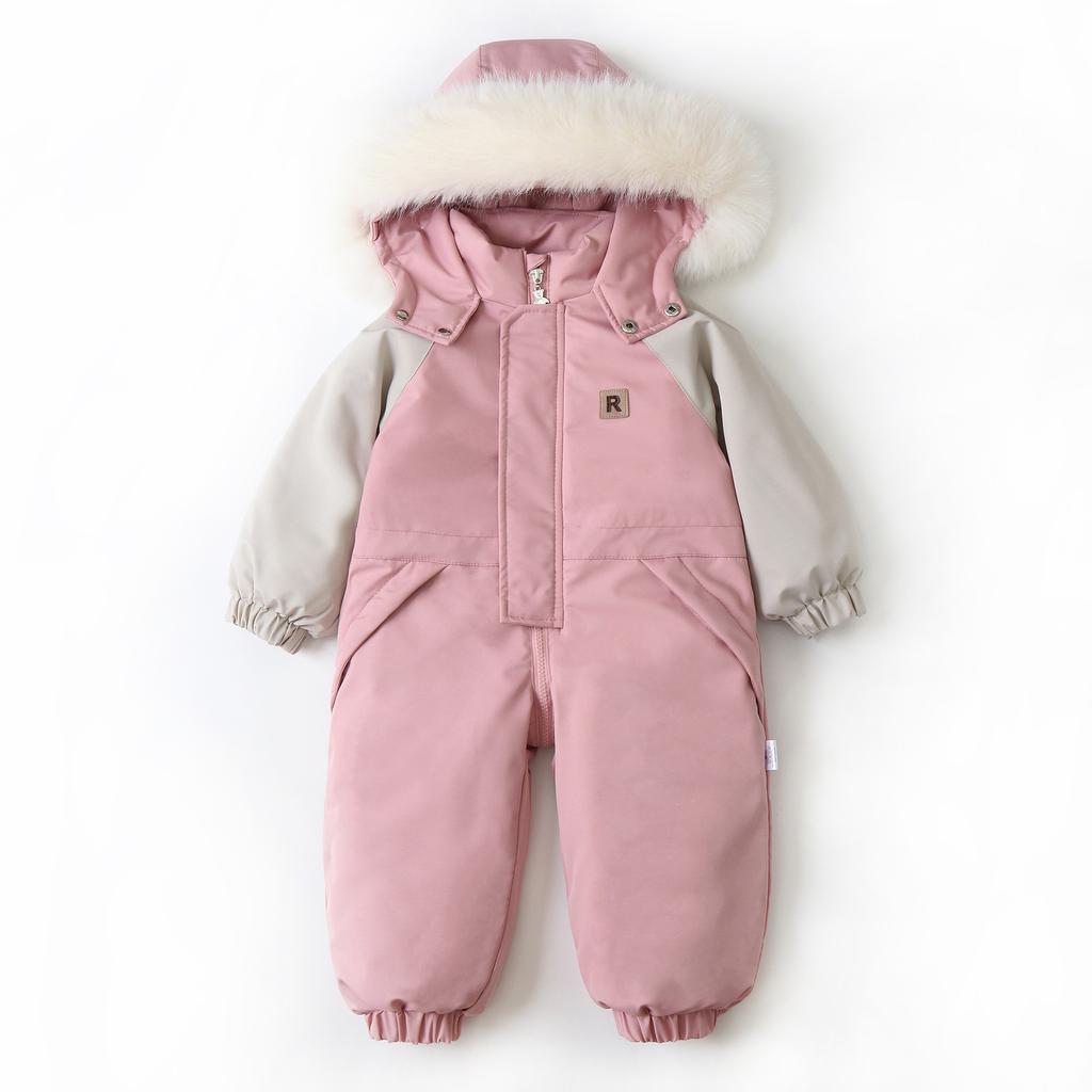 Kids One Piece Snowsuit Grils Boys Snowsuits Colorful Ski Suits Winter Hooded Romper Jumpsuits Toddler Outdoor Jacket Coat Children Snow Suits Outfits