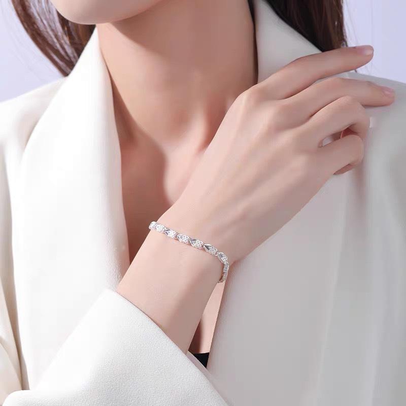 Charms 925 Sterling Silver Bracelets For Women Luxury Designer Heart Shape Adjustable Chain Bracelets Party Fine Jewelry Gifts