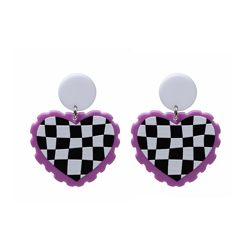 Silver Needle Geometric Love Earrings: European & American Retro Style, Colorful, Versatile, Autumn/Winter Fashion.