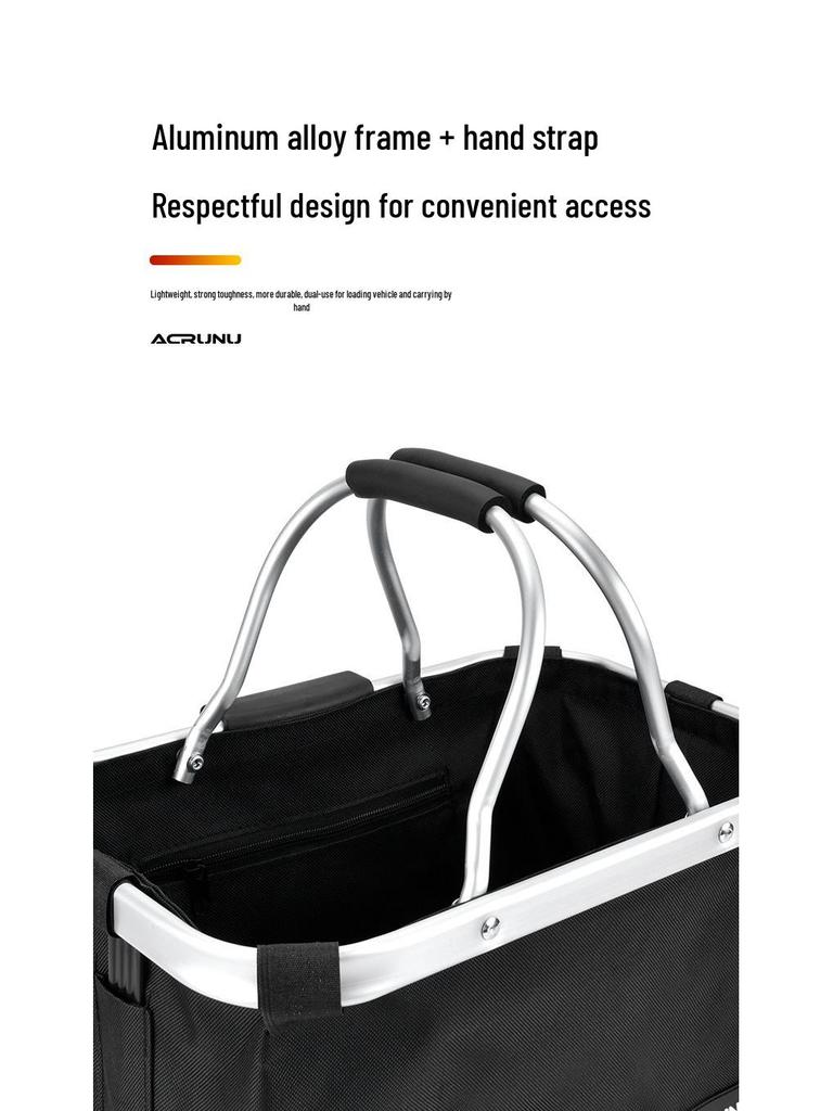ACRUNU Waterproof Front Basket for Mountain Bike & Electric Scooter - Commuting Foldable Aluminum Alloy Handheld Basket