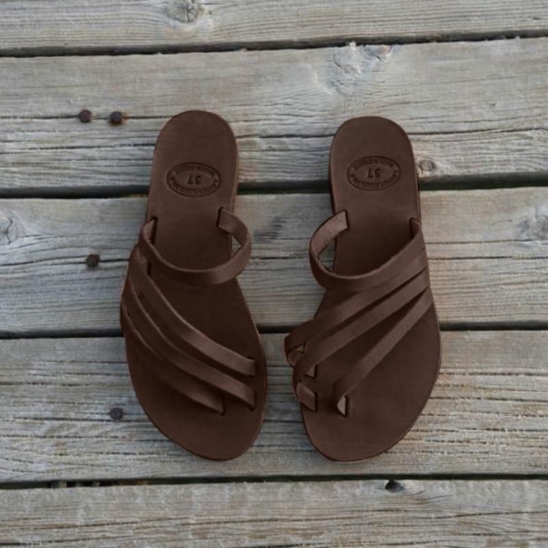 Fashion Women Slide Flat Slippers Flip Flops Casual Greek Leather Sandals Summer Premium Quality