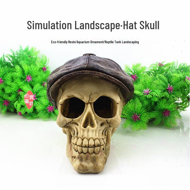 T-Rex Skull & Bone Reptile Tank Decor, Halloween Prop