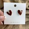 Retro Red Heart French Drip Clip-On Earrings for Women - Fashionable, Painless, No Piercing Required.