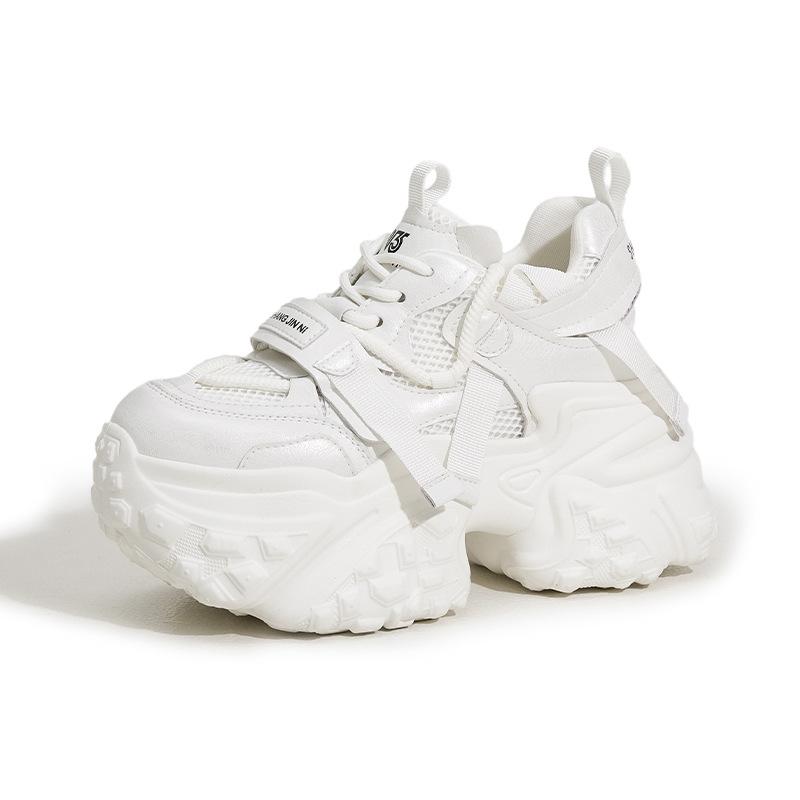 

Inner heightening dad shoes women s 2025 autumn new 9cm lightweight platform women s shoes breathable mesh casual sports shoes 39 бежевый