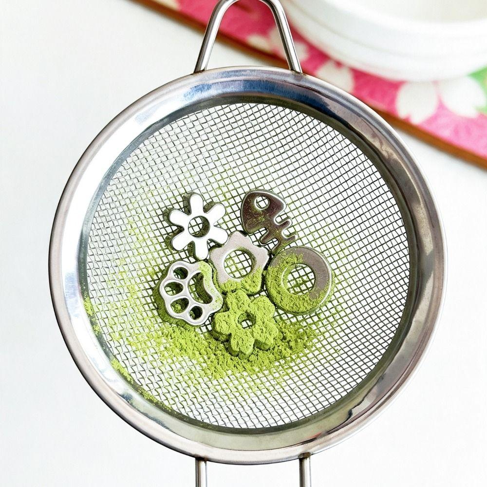 Forme de dessin animé Tamis à Matcha Argenté Tamis à Matcha Perles Presse à Poudre de Matcha pour Aide à Broyer et Tamiser