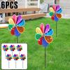 6Pcs Plastic Flower Wind Spinner Eight Leaf Bird Repellent Pinwheel Fade Resistant Sparkly Pinwheel Eye Catching for Yard Garden