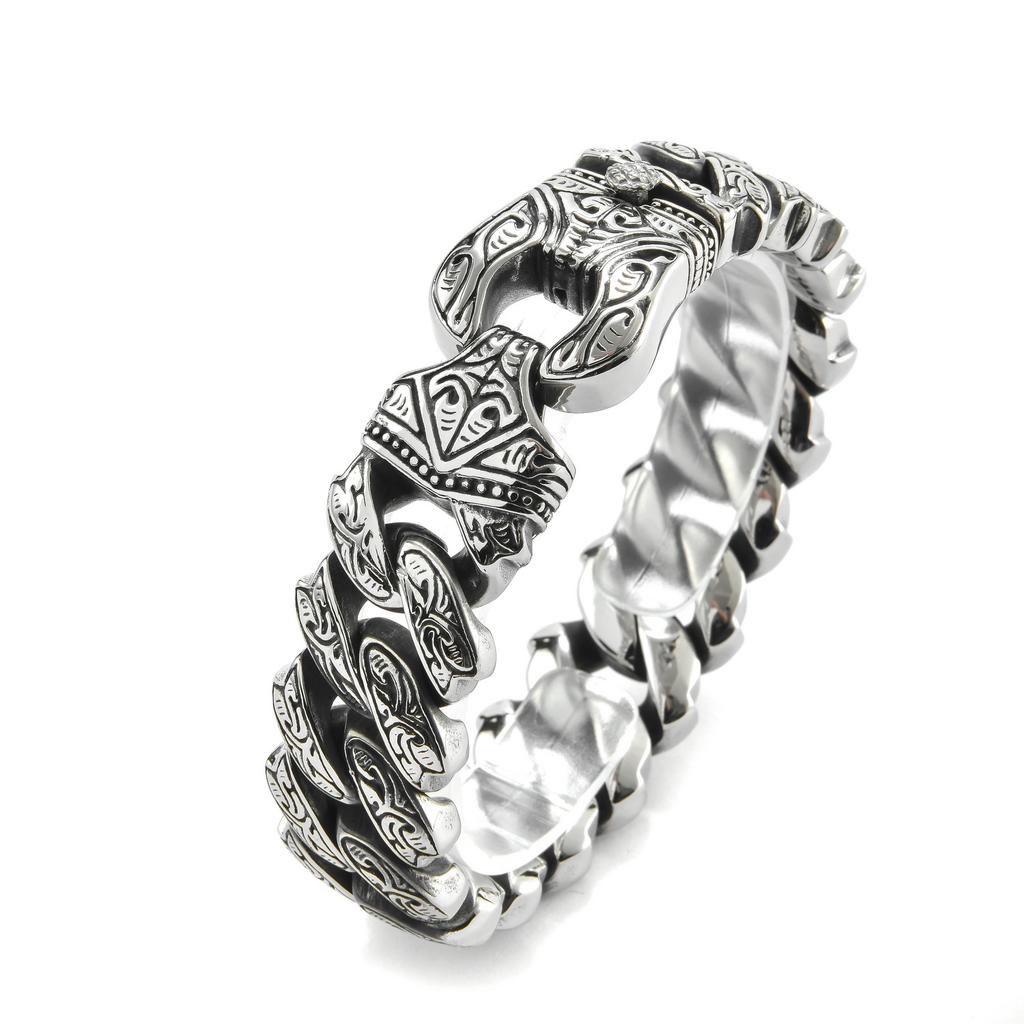 Guangdong Stainless Steel Jewelry Retro Totem Titanium Steel Men's Bracelet, Jewelry Jewelry