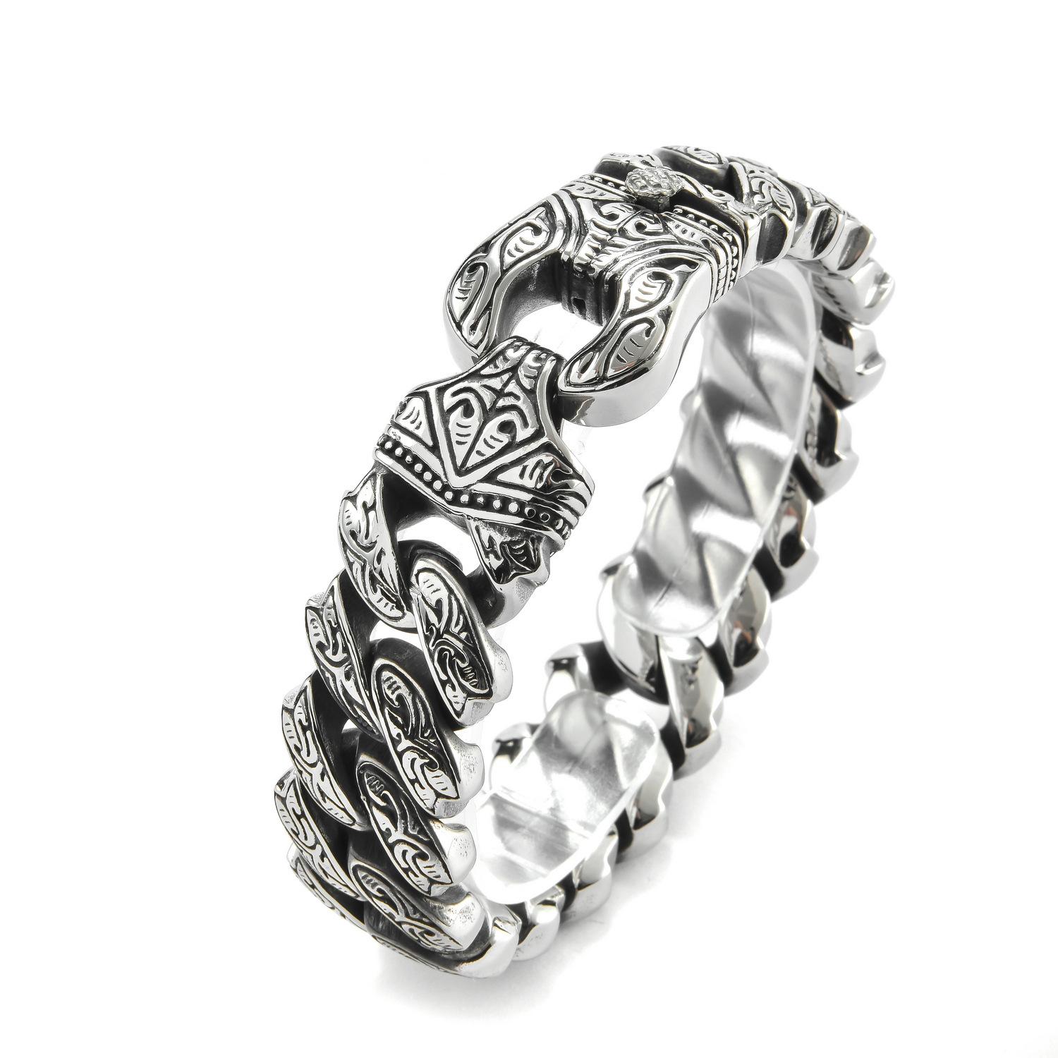 Guangdong stainless steel jewelry retro totem titanium steel men s bracelet, jewelry jewelry