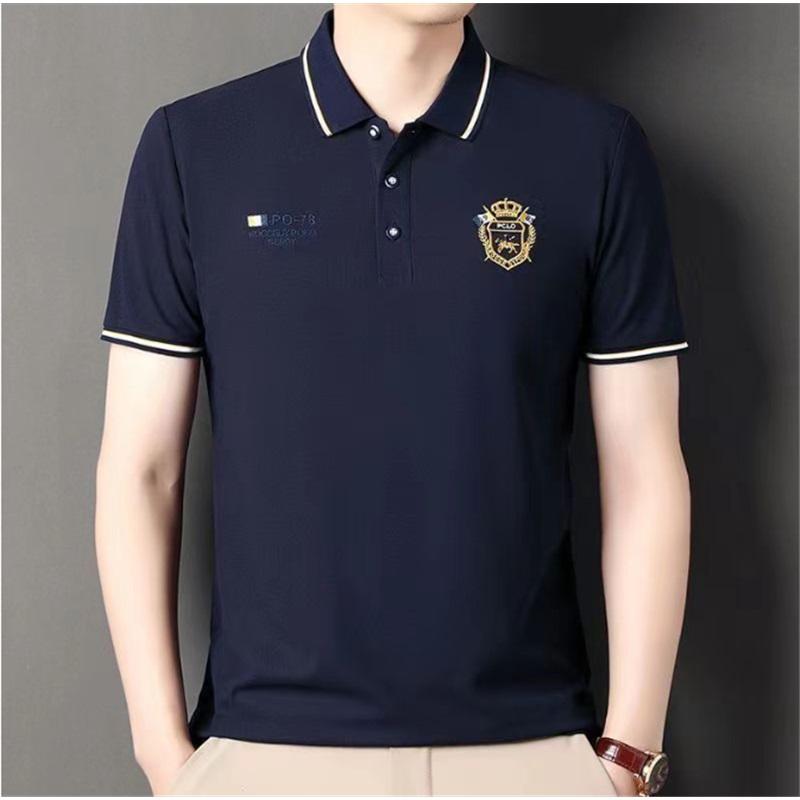Men's Embroidered Non-iron Polo Shirt Summer Short-sleeved Top