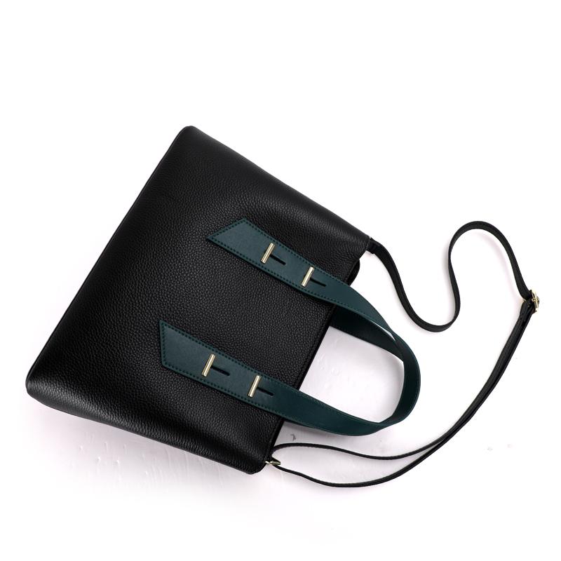 Aidrani New fashionable women's handbag, made of cowhide material with color blocking design, black official bag