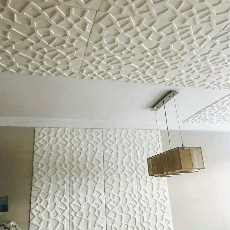 35*35cm Self-adhesive Wall Stickers Foam Waterproof Anti-collision Wallpaper Ceiling Background 3D Grid Room Warm Decoration