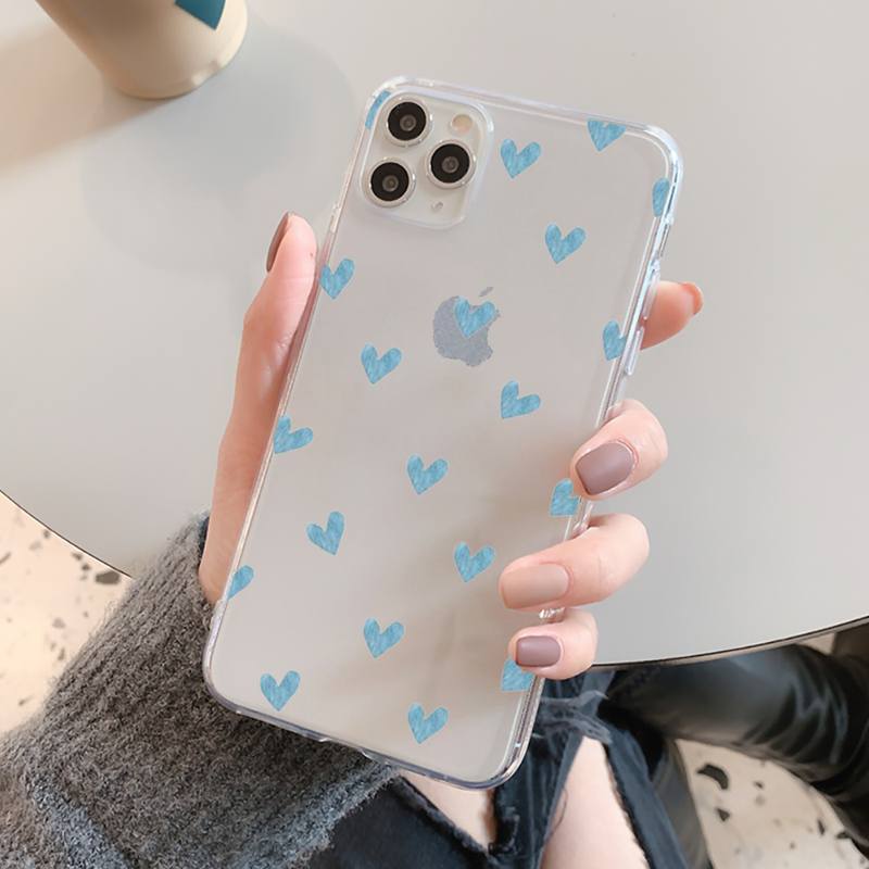 FHNBLJ Love Heart Phone Case For iPhone 14 13 12 11 Pro Max Mini X Xs XR 6 7 8 Plus SE 2020 Transparent Case