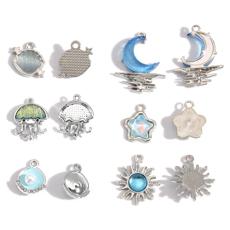 10Pcs Premium Star Moon Alloy Pendants Scratch Resistant Charms for DIY Jewelry Making Handmade Craft Accessories