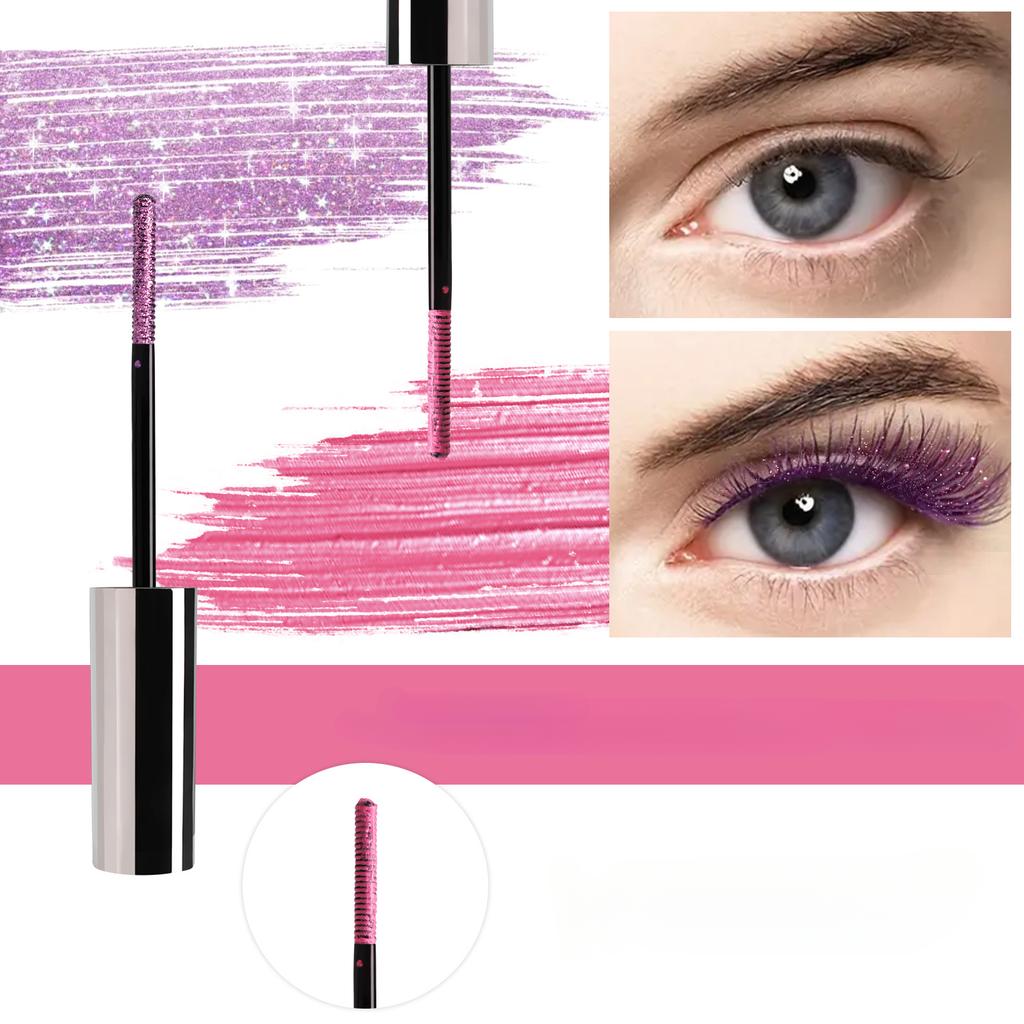 Colorful Mascara with Pearlescent Fine Shimmering, Waterproof and Non-smudge Christmas Spiral Mascara Brush