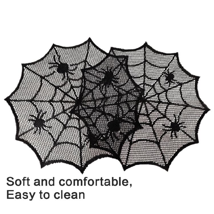 Schwarze runde Schnürsenkel-Deckchen mit Spinnennetzen Tischset für Paare und Einweihung