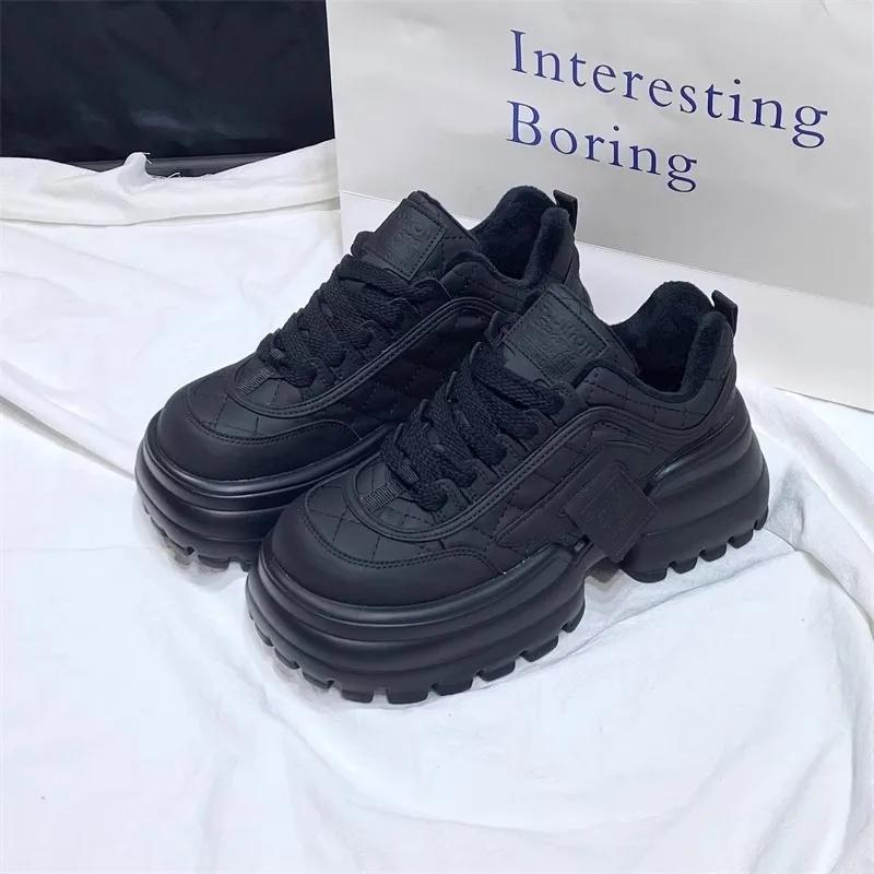 

Thick-soled Casual Women s Autumn and Winter New Low-top Sports Shoes Women s Retro High-heeled Casual Non-slip Classic Sneakers 40 чорний