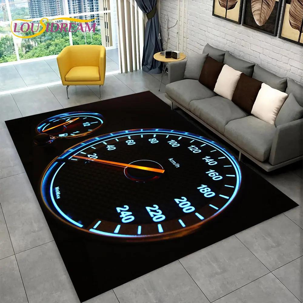 Alfombra grande para tablero de instrumentos de carreras de autos en 3D, alfombra para sala de estar, dormitorio, sofá, cocina, decoración, alfombra antideslizante para juegos de niños
