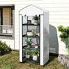 4 Tier Mini Portable Greenhouse Compact Plant Grow Shed Metal Frame PE Cover with Lockable Rolling Wheels, White