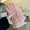 Fashion Warm Winter Plush Gloves Skiing Thicken Heart Embroidery Gloves Korean Soft Five Finger Gloves Girls