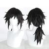 HAIRJOY Synthetikhaar-Perücke Tomioka Giyuu Cosplay-Perücke Kurze Schwarze Perücken Rose Netz